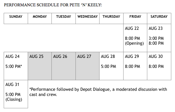 "Pete 'N' Keely" schedule