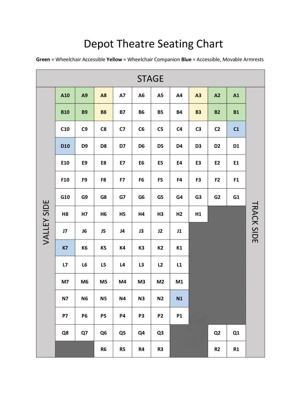 Seating Chart The Depot Theatre